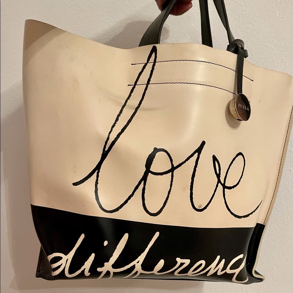 Love/Difference FURLA limited edition leather tote bag